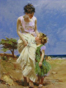 ピノ・ダエニのお母さんと女の子 Oil Paintings